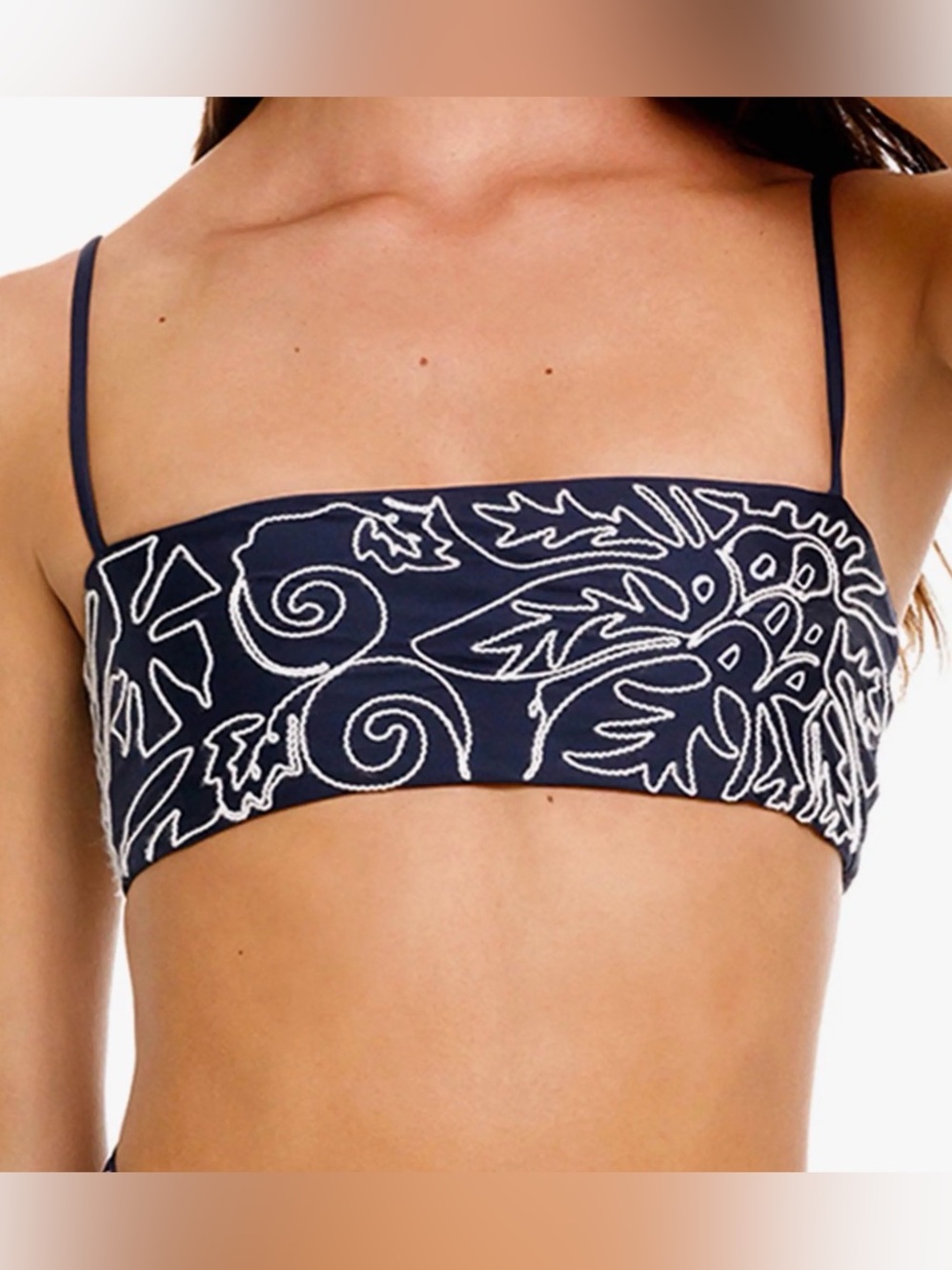 Agua Bendita Brietta Batik Embroidered Bikini Swim Top